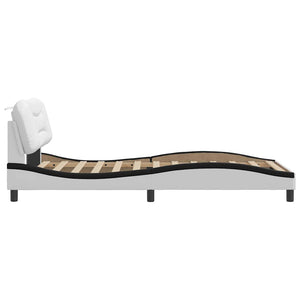 vidaXL Cadre de lit sans matelas "Hvar" Blanc et noir 100x200 cm Similicuir