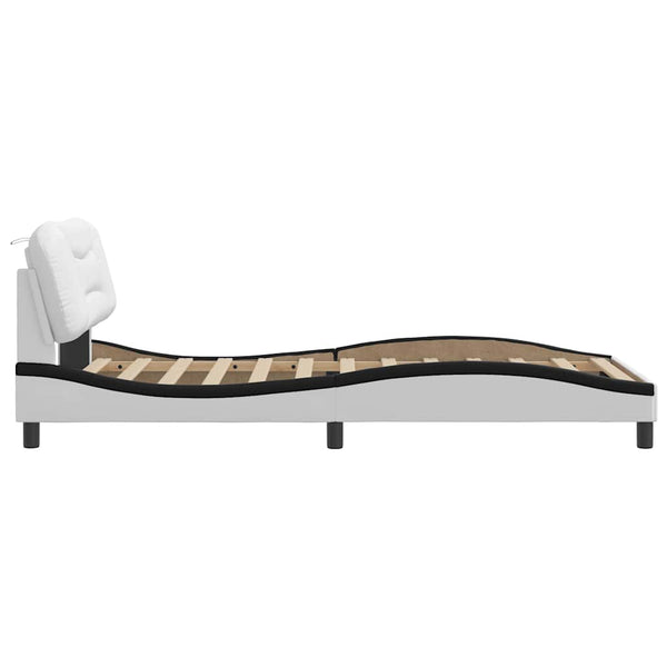 vidaXL Cadre de lit sans matelas "Hvar" Blanc et noir 100x200 cm Similicuir