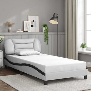 vidaXL Cadre de lit sans matelas "Hvar" Blanc et noir 100x200 cm Similicuir