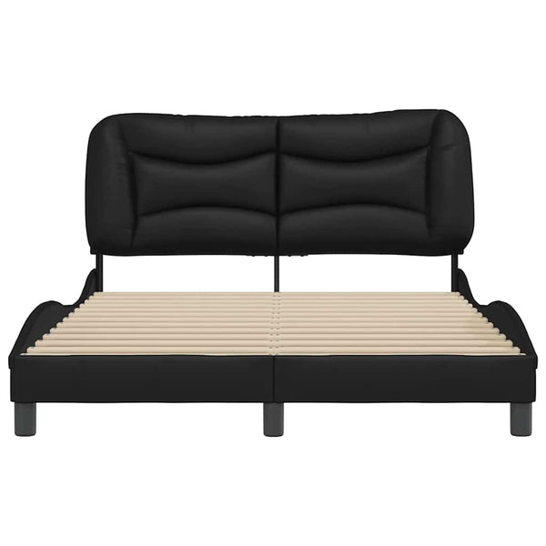 Bettgestell Schwarz Kunstleder 120x200 cm
