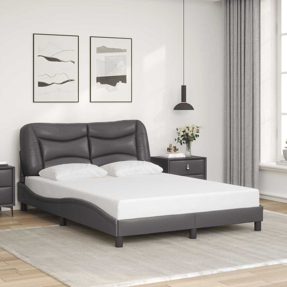 Graues Kunstleder Bettgestell 120x200 cm