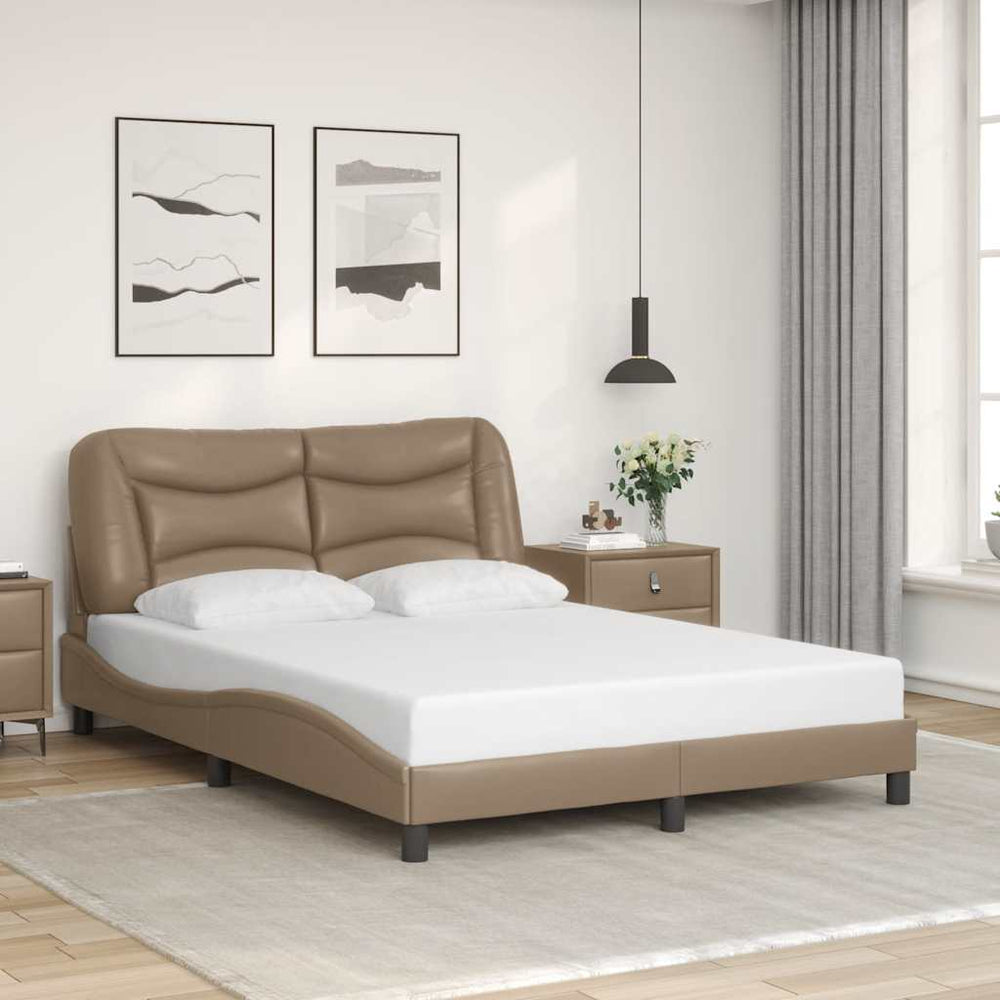 Bettgestell 120x200 cm Cappuccino-Braun Kunstleder