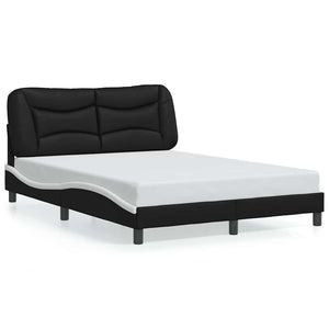 vidaXL Cadre de lit sans matelas « Hvar » Noir et blanc 120x200 cm Similicuir