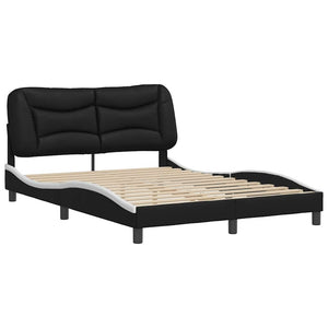 vidaXL Cadre de lit sans matelas « Hvar » Noir et blanc 120x200 cm Similicuir