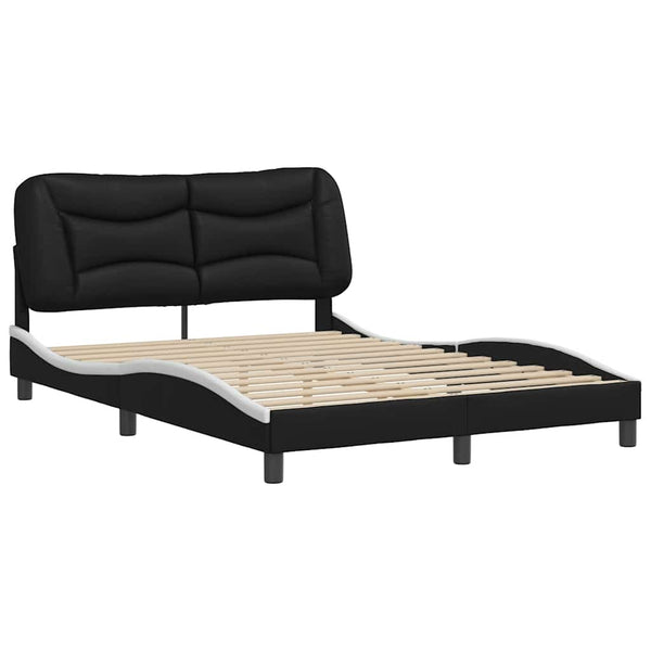 vidaXL Cadre de lit sans matelas « Hvar » Noir et blanc 120x200 cm Similicuir
