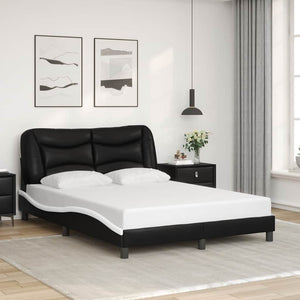 vidaXL Cadre de lit sans matelas « Hvar » Noir et blanc 120x200 cm Similicuir