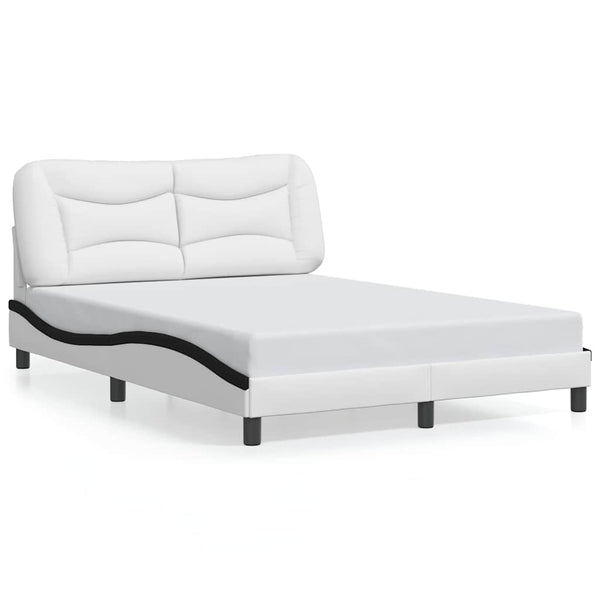 vidaXL Cadre de lit sans matelas "Hvar" Blanc et noir 120x200 cm Similicuir