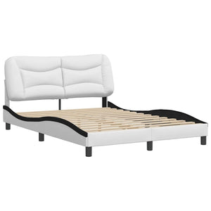 vidaXL Cadre de lit sans matelas "Hvar" Blanc et noir 120x200 cm Similicuir