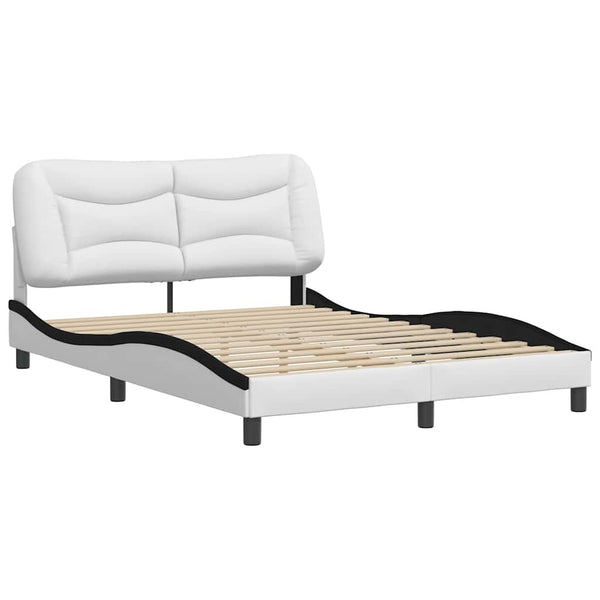 vidaXL Cadre de lit sans matelas "Hvar" Blanc et noir 120x200 cm Similicuir