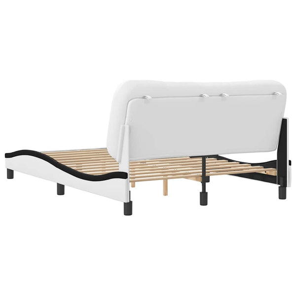vidaXL Cadre de lit sans matelas "Hvar" Blanc et noir 120x200 cm Similicuir