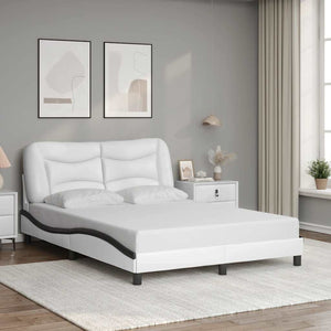 vidaXL Cadre de lit sans matelas "Hvar" Blanc et noir 120x200 cm Similicuir