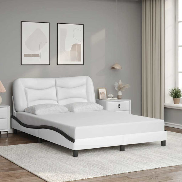 vidaXL Cadre de lit sans matelas "Hvar" Blanc et noir 120x200 cm Similicuir