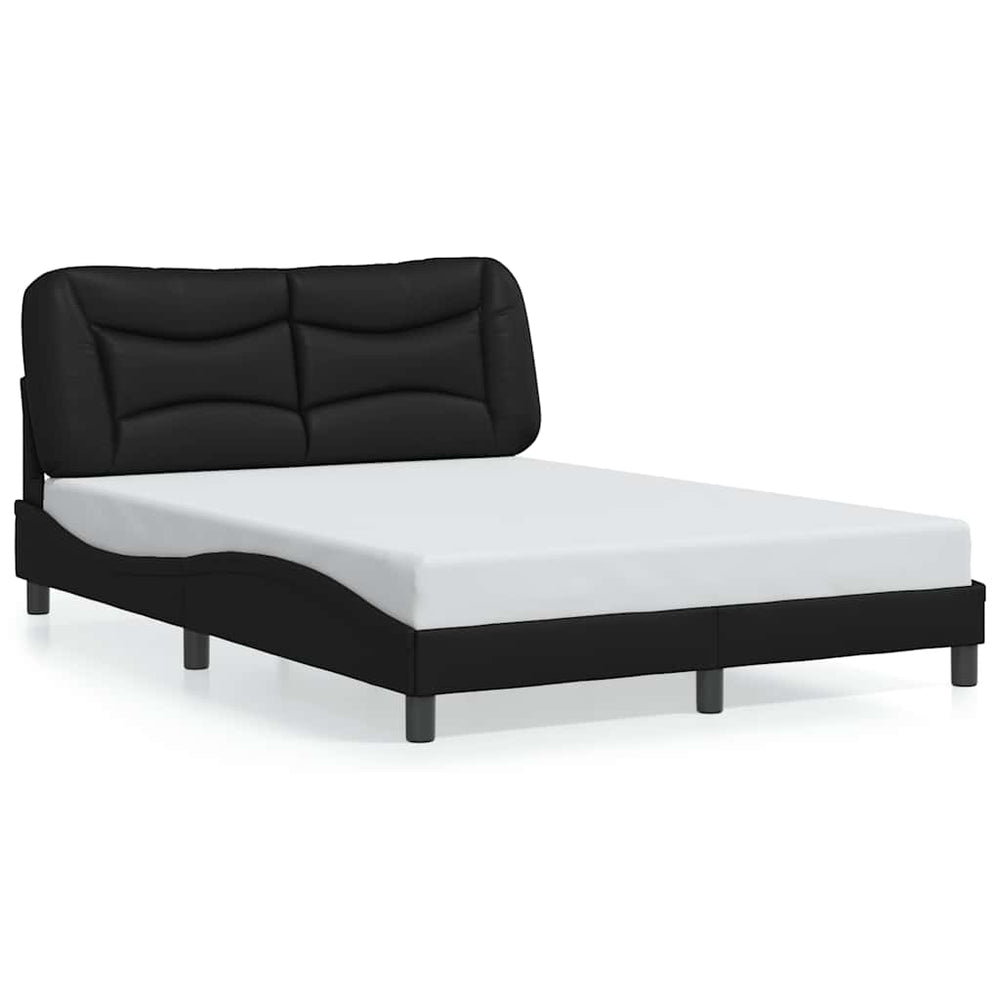 Schwarzes Kunstleder Bettgestell 140x190 cm