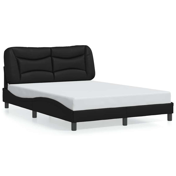 Schwarzes Kunstleder Bettgestell 140x190 cm