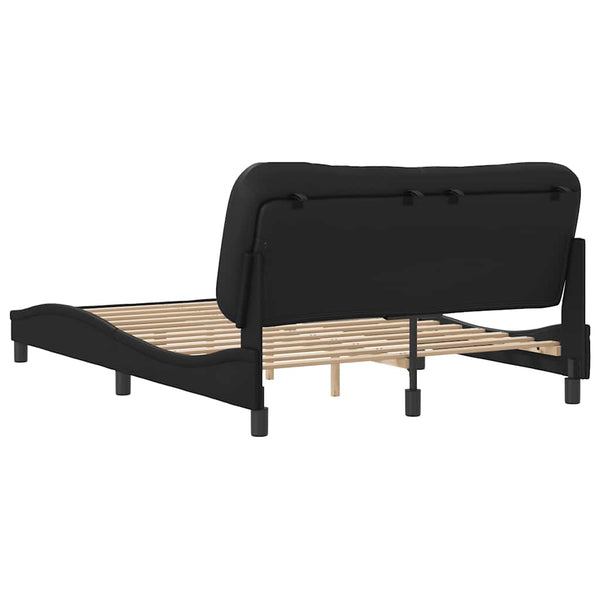 Schwarzes Kunstleder Bettgestell 140x190 cm