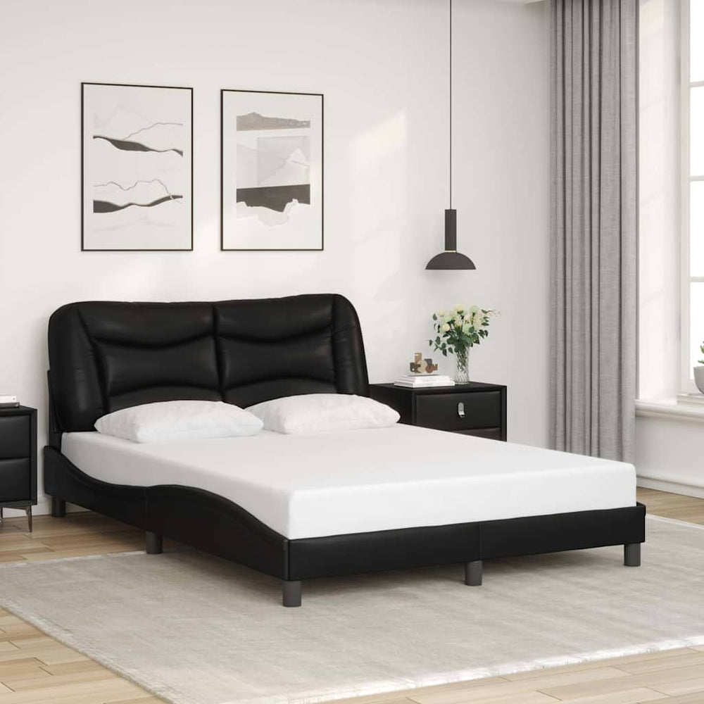 Schwarzes Kunstleder Bettgestell 140x190 cm