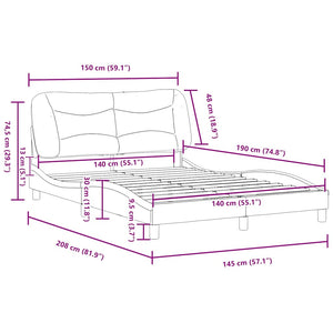 Bettgestell 140x190 cm Cappuccino-Braun Kunstleder