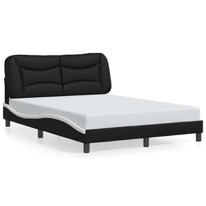 vidaXL Cadre de lit sans matelas « Hvar » noir et blanc 140x190 cm similicuir