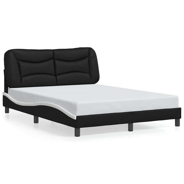 vidaXL Cadre de lit sans matelas « Hvar » noir et blanc 140x190 cm similicuir