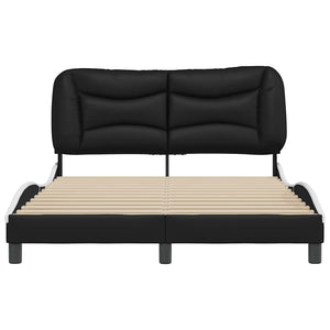 vidaXL Cadre de lit sans matelas « Hvar » noir et blanc 140x190 cm similicuir