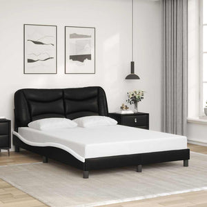 vidaXL Cadre de lit sans matelas « Hvar » noir et blanc 140x190 cm similicuir