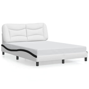 vidaXL Cadre de lit sans matelas « Hvar » Blanc et noir 140x190 cm Similicuir
