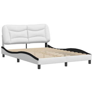 vidaXL Cadre de lit sans matelas « Hvar » Blanc et noir 140x190 cm Similicuir