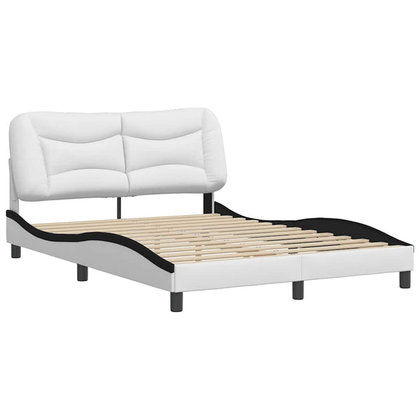 vidaXL Cadre de lit sans matelas « Hvar » Blanc et noir 140x190 cm Similicuir