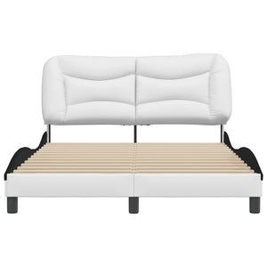 vidaXL Cadre de lit sans matelas « Hvar » Blanc et noir 140x190 cm Similicuir
