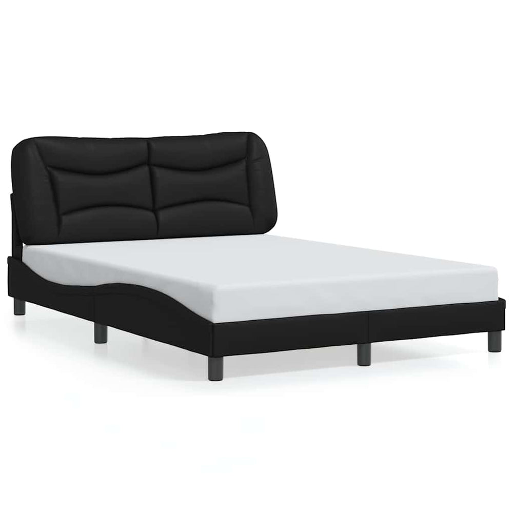 Bettgestell Schwarz Kunstleder 140x200 cm