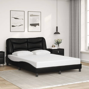 Bettgestell Schwarz Kunstleder 140x200 cm