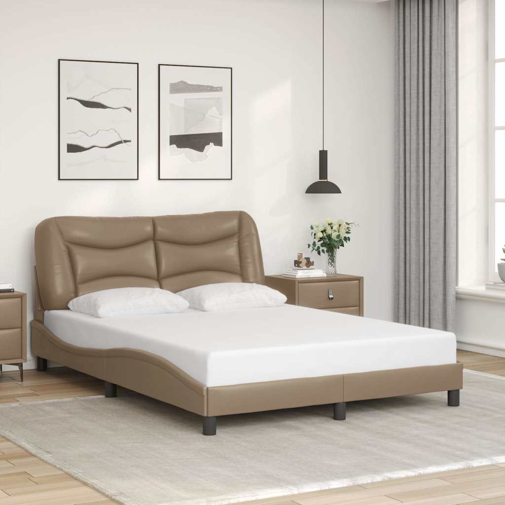 Bettgestell 140x200 cm Cappuccino-Braun Kunstleder
