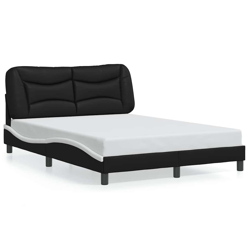 vidaXL Cadre de lit sans matelas « Hvar » Noir et blanc 140x200 cm Similicuir