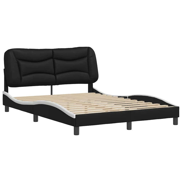 vidaXL Cadre de lit sans matelas « Hvar » Noir et blanc 140x200 cm Similicuir
