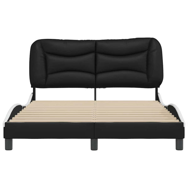 vidaXL Cadre de lit sans matelas « Hvar » Noir et blanc 140x200 cm Similicuir
