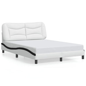 vidaXL Cadre de lit sans matelas « Hvar » blanc et noir 140x200 cm similicuir