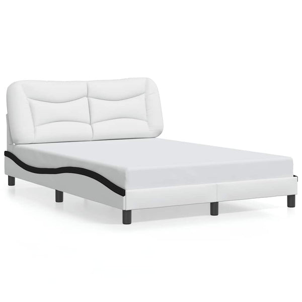 vidaXL Cadre de lit sans matelas « Hvar » blanc et noir 140x200 cm similicuir