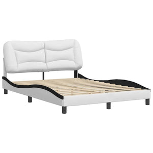 vidaXL Cadre de lit sans matelas « Hvar » blanc et noir 140x200 cm similicuir