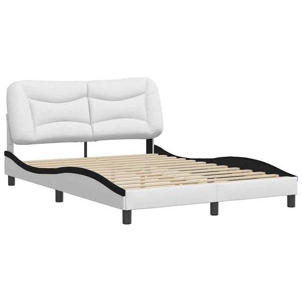 vidaXL Cadre de lit sans matelas « Hvar » blanc et noir 140x200 cm similicuir