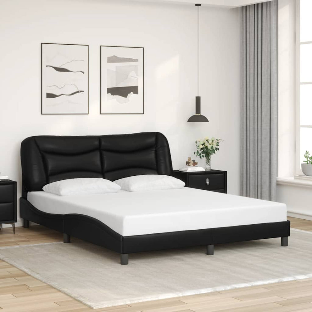 vidaXL Cadre de lit sans matelas "Hvar" Noir 160x200 cm Similicuir