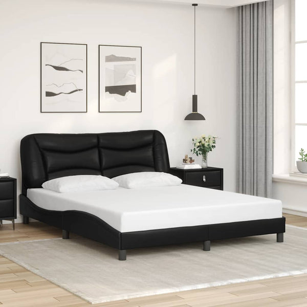 Bettgestell Hvar Schwarz 160x200 cm Kunstleder