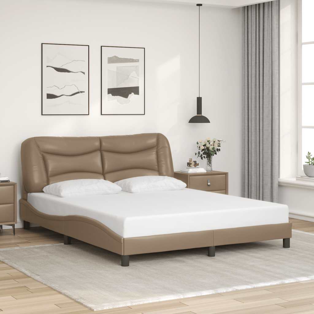 vidaXL Cadre de lit sans matelas "Hvar" Cappuccino-Marron 160x200 cm Similicuir