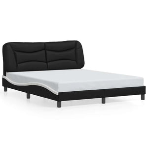 vidaXL Cadre de lit sans matelas "Hvar" Noir et blanc 160x200 cm Similicuir