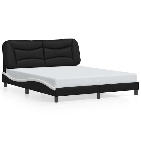 vidaXL Cadre de lit sans matelas "Hvar" Noir et blanc 160x200 cm Similicuir