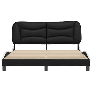 vidaXL Cadre de lit sans matelas "Hvar" Noir et blanc 160x200 cm Similicuir
