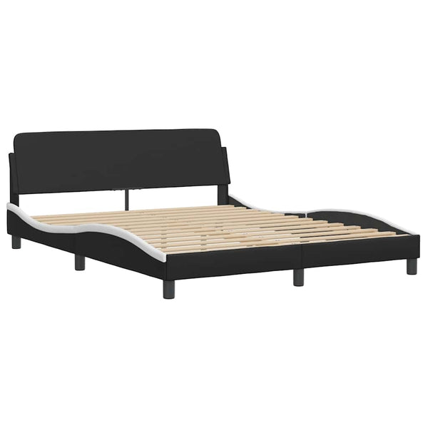 vidaXL Cadre de lit sans matelas "Hvar" Noir et blanc 160x200 cm Similicuir
