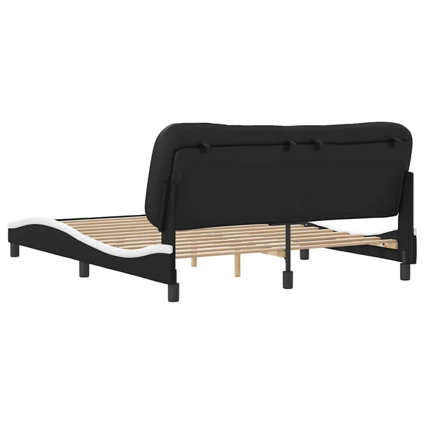 vidaXL Cadre de lit sans matelas "Hvar" Noir et blanc 160x200 cm Similicuir