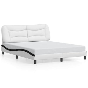 vidaXL Cadre de lit sans matelas "Hvar" Blanc et noir 160x200 cm Similicuir