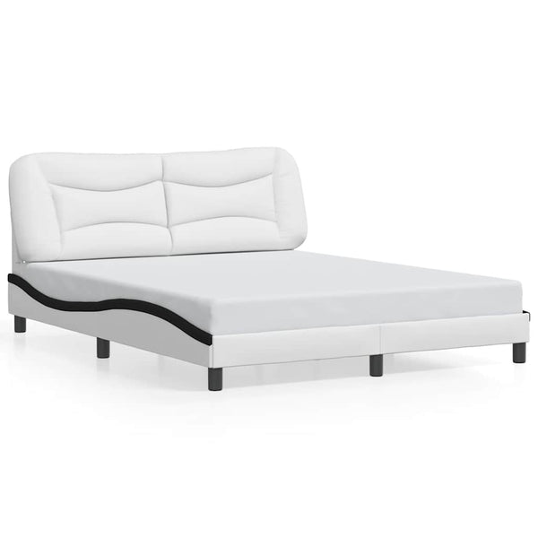 vidaXL Cadre de lit sans matelas "Hvar" Blanc et noir 160x200 cm Similicuir