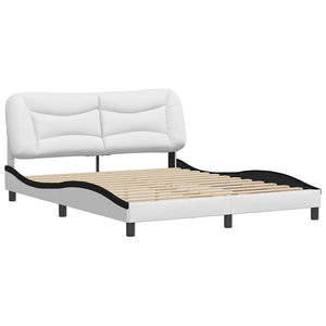 vidaXL Cadre de lit sans matelas "Hvar" Blanc et noir 160x200 cm Similicuir